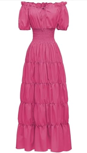 NJIEzhao Retro-mittelalterliches Künstlerkleid, Bühnenkostüm, Cocktail-Abendkleid, kurze Ärmel, eine Schulter, knöchellang, Polyesterfaser Vintage Hexenkleid(Color 10,S) von NJIEzhao