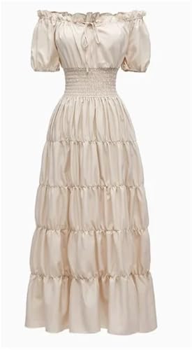 NJIEzhao Retro-mittelalterliches Künstlerkleid, Bühnenkostüm, Cocktail-Abendkleid, kurze Ärmel, eine Schulter, knöchellang, Polyesterfaser Vintage Hexenkleid(Color 9,L) von NJIEzhao