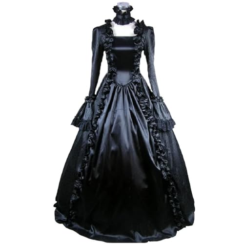 Viktorianisches Gothic-Kostüm, Mittelalter, Renaissance, Halloween, Vampir, Cosplay, lange Ärmel, quadratischer Ausschnitt, Prinzessin, Fantasy, formelles Kleid Vintage Hexenkleid(Color 18,XL) von NJIEzhao