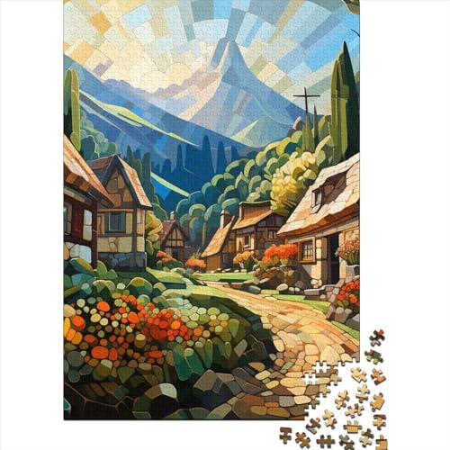 Bergdorf Hütte Puzzle 1000 Teile Schwer Puzzle Spielzeug Pädagogisches Spiel Impossible Herausforderung Spielzeug Für Erwachsene Und Kinder Ab 14 Jahren 1000pcs (75x50cm) von NJOFERDIN