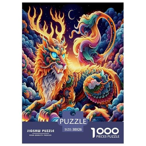 Böser Drache Puzzles 1000 Teile Schwer Puzzle Spielzeug Lernspiel Impossible Herausforderungsspielzeug Für Erwachsene Und Kinder Ab 12 Jahren 38x26cm/1000pcs von NJOFERDIN