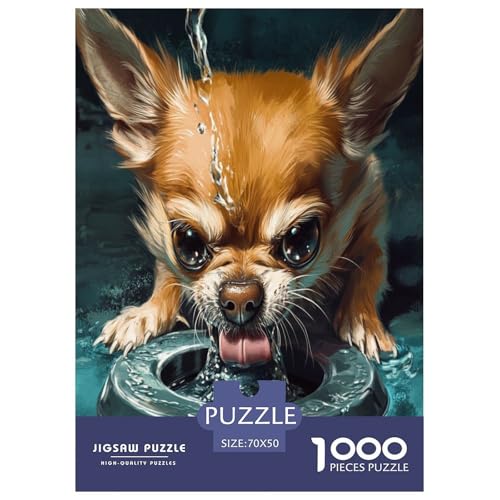 Chihuahua Puzzle 1000 Teile Schwer Puzzle Spielzeug Pädagogisches Spiel Impossible Herausforderung Spielzeug Für Erwachsene Und Kinder in Bewährter 70x50cm/1000pcs von NJOFERDIN