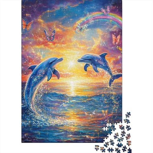 Delphin Puzzles 1000 Teile Schwer Puzzle Spielzeug Pädagogisches Spiel Impossible Herausforderungsspielzeug Für Erwachsene Und Kinder Ab 14 Jahren 1000pcs (75x50cm) von NJOFERDIN