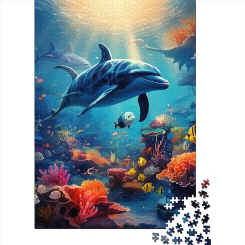Delphins Puzzles 1000 Teile Schwer Puzzle Spielzeug Lernspiel Impossible Herausforderung Spielzeug Für Erwachsene Und Kinder Ab 12 Jahren 1000pcs (75x50cm) von NJOFERDIN