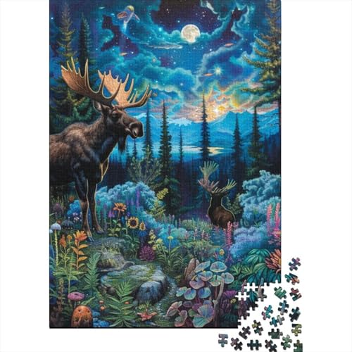 Elch Puzzles 1000 Teile Schwer Puzzle Spielzeug Pädagogisches Spiel Impossible Herausforderung Spielzeug Für Erwachsene Kinder 1000pcs (75x50cm) von NJOFERDIN
