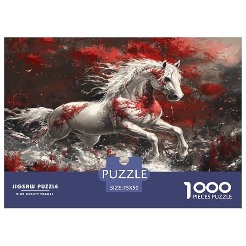 Fine Pferd 1000 Teile, Impossible Puzzle,Geschicklichkeitsspiel Für Die Ganze Familie, Erwachsenenpuzzle Ab 14 Jahren Puzzel 1000pcs (75x50cm) von NJOFERDIN