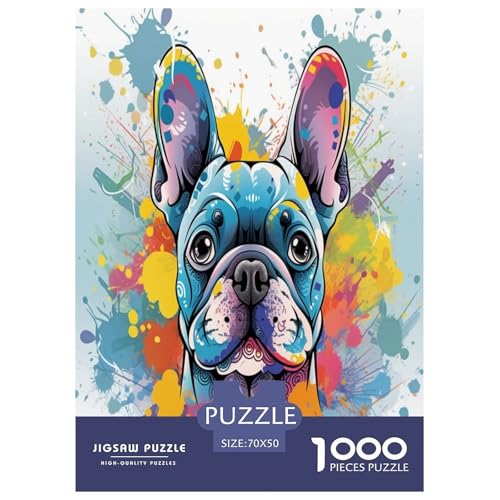 Französische BullHundge Puzzle 1000 Teile Schwer Puzzle Spielzeug Lernspiel Impossible Herausforderungsspielzeug Für Erwachsene Und Kinder Ab 12 Jahren 70x50cm/1000pcs von NJOFERDIN