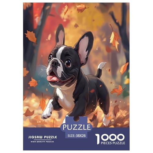 Französischer Bullhund Puzzles 1000 Teile Schwer Puzzle Spielzeug Lernspiel Impossible Herausforderungsspielzeug Für Erwachsene Und Kinder in Bewährter 38x26cm/1000pcs von NJOFERDIN