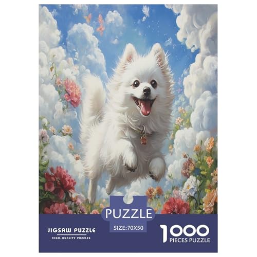 Japanischer Spitz Puzzle 1000 Teile Schwer Puzzle Spielzeug Lernspiel Impossible Herausforderung Spielzeug Für Erwachsene Und Kinder in Bewährter 70x50cm/1000pcs von NJOFERDIN
