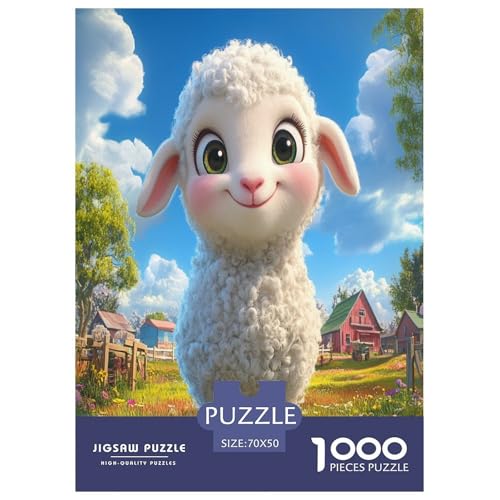 Lamm Puzzle 1000-teilige Schwer Puzzle Spielzeug Lernspiel Impossible Herausforderung Spielzeug Für Erwachsene Kinder 70x50cm/1000pcs von NJOFERDIN