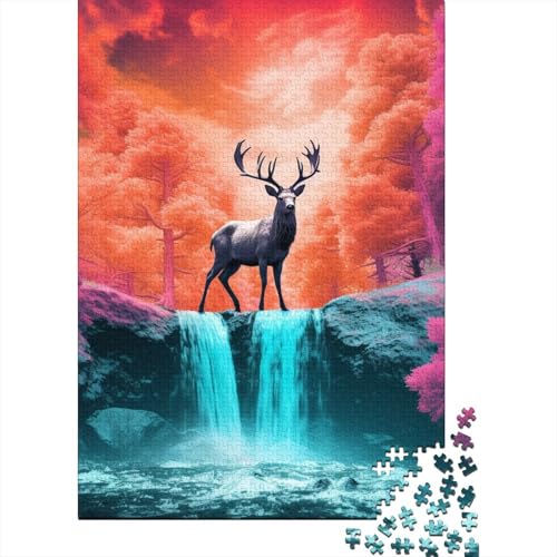 Lonesome Deer Puzzle 1000-teilige Schwer Puzzle Spielzeug Pädagogisches Spiel Impossible Herausforderung Spielzeug Für Erwachsene Und Kinder Ab 12 Jahren 1000pcs (75x50cm) von NJOFERDIN