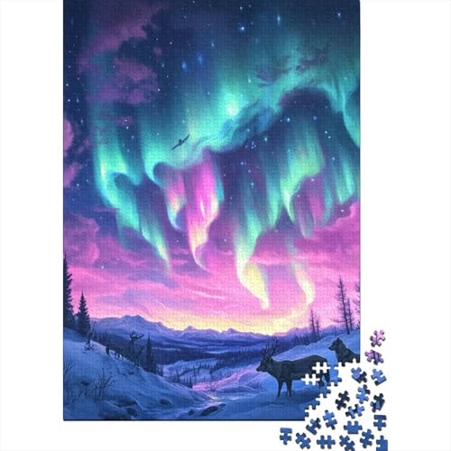 Nördliche Lichter Puzzles 1000 Teile Schwer Puzzle Spielzeug Lernspiel Impossible Herausforderung Spielzeug Für Erwachsene Und Kinder Ab 12 Jahren 1000pcs (75x50cm) von NJOFERDIN
