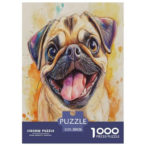 Pug Puzzles 1000 Teile Schwer Puzzle Spielzeug Lernspiel Impossible Herausforderung Spielzeug Für Erwachsene Und Kinder Ab 14 Jahren 38x26cm/1000pcs von NJOFERDIN