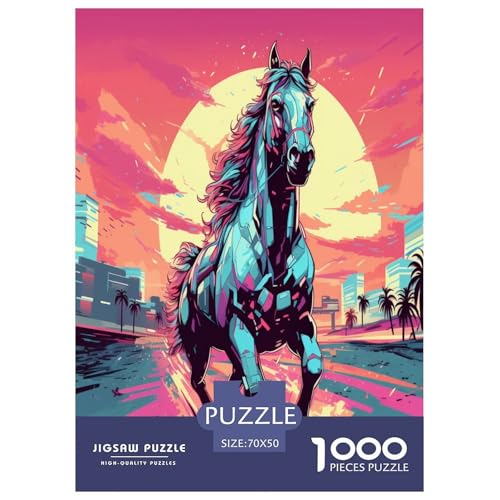 Running Pferd City Sky Puzzle 1000 Teile Schwer Puzzle Spielzeug Pädagogisches Spiel Impossible Herausforderung Spielzeug Für Erwachsene Kinder 70x50cm/1000pcs von NJOFERDIN