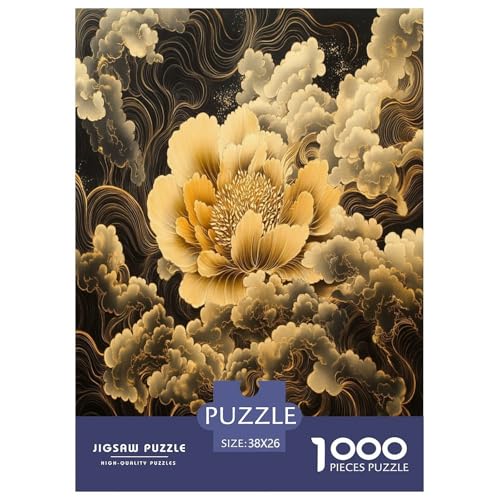 Schwarze Goldblume Puzzle 1000-teilige Schwer Puzzle Spielzeug Pädagogisches Spiel Impossible Herausforderung Spielzeug Für Erwachsene Kinder 38x26cm/1000pcs von NJOFERDIN