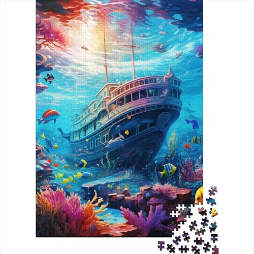 Seabed A School of Fisch Puzzles 1000 Teile Schwer Puzzle Spielzeug Lernspiel Impossible Herausforderung Spielzeug Für Erwachsene Und Kinder Ab 12 Jahren 1000pcs (75x50cm) von NJOFERDIN
