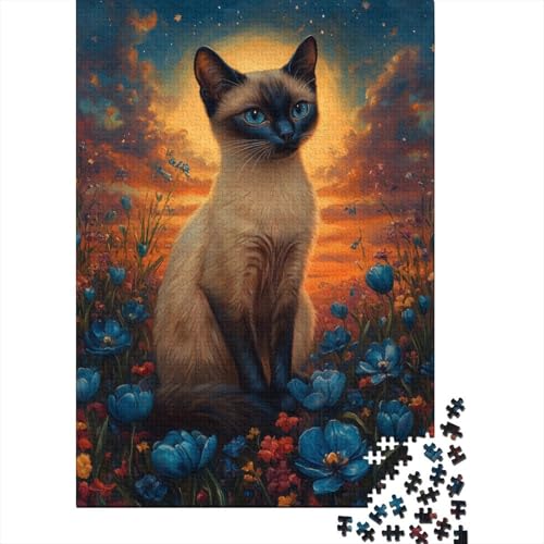 Siamesische Kätzchen Puzzles 1000 Teile Schwer Puzzle Spielzeug Pädagogisches Spiel Impossible Herausforderungsspielzeug Für Erwachsene Kinder 1000pcs (75x50cm) von NJOFERDIN