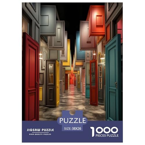 Strange ColouRot Doors Puzzles 1000 Teile Schwer Puzzle Spielzeug Pädagogisches Spiel Impossible Herausforderungsspielzeug Für Erwachsene Und Kinder in Bewährter 38x26cm/1000pcs von NJOFERDIN