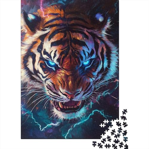 Tiger Puzzle 1000-teilige Schwer Puzzle Spielzeug Pädagogisches Spiel Impossible Herausforderungsspielzeug Für Erwachsene Und Kinder Ab 14 Jahren 1000pcs (75x50cm) von NJOFERDIN