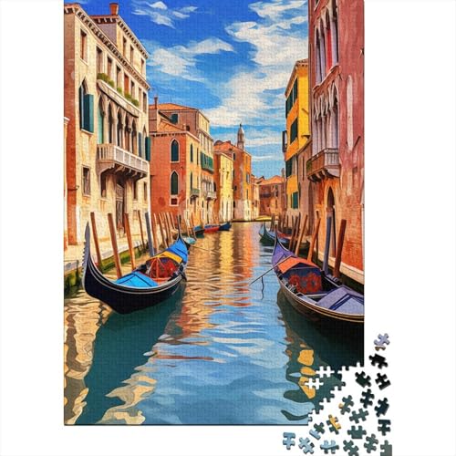 Venedig Kanalsicht Puzzle 1000 Teile Schwer Puzzle Spielzeug Pädagogisches Spiel Impossible Herausforderungsspielzeug Für Erwachsene Kinder 1000pcs (75x50cm) von NJOFERDIN