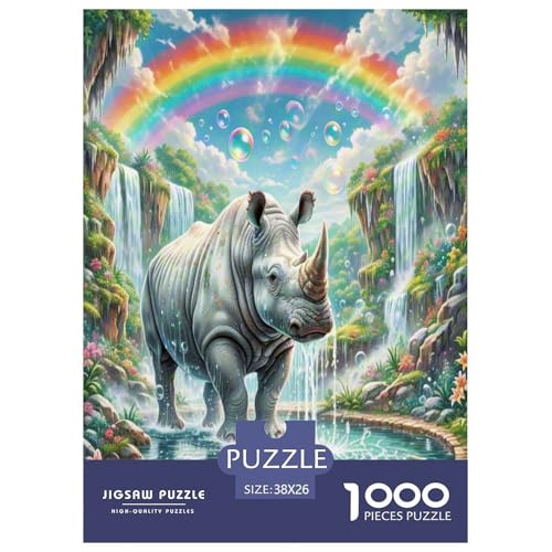 Weiße Nashörner Puzzle 1000-teilige Schwer Puzzle Spielzeug Lernspiel Impossible Herausforderung Spielzeug Für Erwachsene Und Kinder Ab 14 Jahren 38x26cm/1000pcs von NJOFERDIN