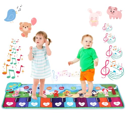 NK Baby Spielzeug Instrumentenklängen LED - Musikmatte Kinder von 3 4 5 Jahren, Original Montessori-Geschenk Geburtstag Weihnachten, Klappbar, Funktion Record/Playback (110x36cm) von NK