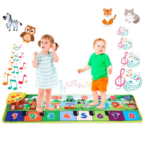 NK Baby Spielzeug ab 1 Jahr mit 8 Tiergeräuschen LED - Musikmatte Kinder von 3 4 5 Jahren, Original Montessori-Geschenk Geburtstag Weihnachten, Klappbar, Funktion Record/Playback (110x36cm) von NK