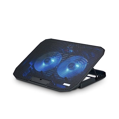 NK Base Refrigeradora Portátil - Ventilador Ordenador Portatil de 12-17" Con Soporte Ajustable 5 Alturas, 2 Ventiladores Silenciosos, 2 Puertos USB, Refrigeración Rápida, Luz LED Azul - Color Negro NK Base Refrigeradora Portátil - Ventilador Ordenador Portatil de 12-17" Con Soporte Ajustable 5 Alturas, 2 Ventiladores Silenciosos, 2 Puertos USB, Refrigeración Rápida, Luz LED Azul - Color Negro von NK