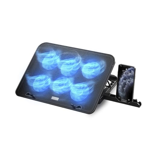 NK Base Refrigeradora Portátil - Ventilador Ordenador Portatil de 12-17" Con Soporte Ajustable 5 Alturas, 6 Ventiladores Silenciosos, 2 Puertos USB, Refrigeración Rápida, Luz LED Azul - Color Negro NK Base Refrigeradora Portátil - Ventilador Ordenador Portatil de 12-17" Con Soporte Ajustable 5 Alturas, 6 Ventiladores Silenciosos, 2 Puertos USB, Refrigeración Rápida, Luz LED Azul - Color Negro von NK