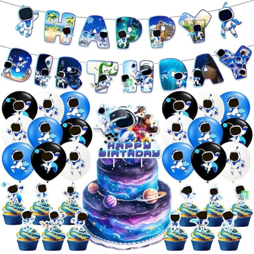 Bot Deko,Astro Bot Kindergeburtstag Deko Junge,Astro Bot Partydeko Geburtstag Happy Birthday Banner Luftballons Für Kinder Geburtstag Party Dekoration von NKPIDOR