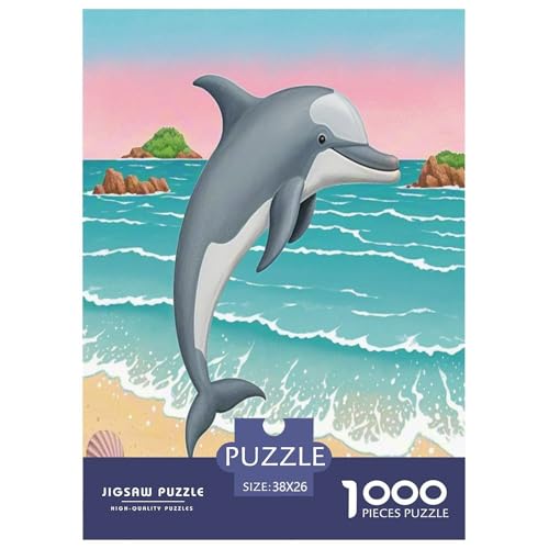 Delphin Puzzle 1000-teilige Schwer Puzzle Spielzeug Pädagogisches Spiel Impossible Wildtiere Herausforderung Spielzeug Für Erwachsene Und Kinder in Bewährter 38x26cm/1000pcs von NLAESGHOG