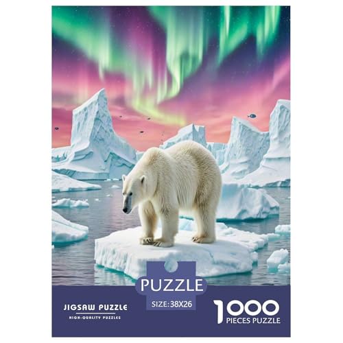 Eisbär Puzzle 1000 Teile Schwer Puzzle Spielzeug Pädagogisches Spiel Impossible Wildtiere Herausforderung Spielzeug Für Erwachsene Kinder 38x26cm/1000pcs von NLAESGHOG