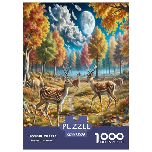 Sika Hirsch Puzzle 1000 Teile Schwer Puzzle Spielzeug Pädagogisches Spiel Impossible Wildtiere Herausforderungsspielzeug Für Erwachsene Und Kinder Ab 12 Jahren 38x26cm/1000pcs von NLAESGHOG
