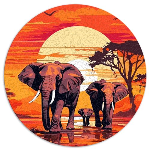 1000 Teile Puzzle Geschenke Elefanten Afrika Sonnenuntergang Puzzles Erwachsene Kinder Papppuzzle Puzzles Erwachsene Geschenke Puzzles Erwachsene Teenager 26,57 x 26,57 Zoll von NLEZIZ