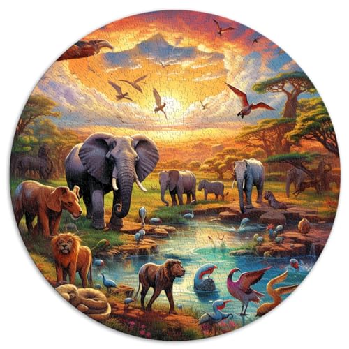 Puzzle Erwachsene, 1000 afrikanische Tiere, Puzzle Erwachsene, Recyclingbrett, geeignet Erwachsene Kinder über 12 Jahre, einzigartiges Herausforderungsspiel, 26,57 x 26,57 Zoll von NLEZIZ