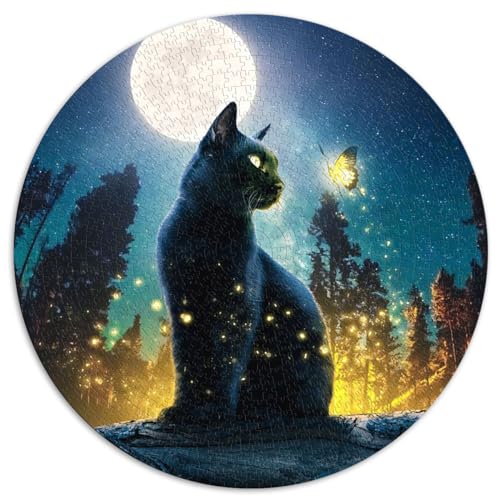 Puzzle für Erwachsene Katze Mond Sterne Puzzle | Puzzles 1000 Teile für Erwachsene. Papppuzzles für Erwachsene Kinder ab 10 Jahren. Spielspielzeug für Erwachsene, 67,5 x 67,5 cm von NLEZIZ