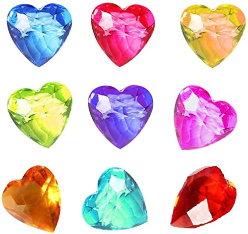 NLR [10stück 4cm] Große Größe Kinder Herz Acryl Edelstein Spielzeug, Piraten-Schatzsuche|Ostereier-Füller|Tauchlehrer|Gefälligkeiten der Partei, Geschenk zu Geburtstags-/Weihnachts-/Osterpreisen von NLR FUN