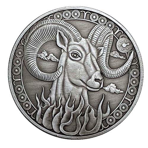NLR Constellation Gedenkmünzen Widder/Stier/Zwillinge/Krebs/Löwe/Jungfrau/Waage/Skorpion/Schütze/Steinbock/Wassermann/Fische Kunstsammlung für Souvenirs-1 Stück (Widder) von NLR FUN