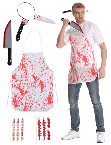 NMKL Metzger-Halloween-Kostüme für Herren, Halloween-Kostüm, Erwachsene, blutige Schürze, Messer, Stirnband, Halloween-Party, Feier, Kostüme, Verkleidung für Herren NMKL Metzger-Halloween-Kostüme für Herren, Halloween-Kostüm, Erwachsene, blutige Schürze, Messer, Stirnband, Halloween-Party, Feier, Kostüme, Verkleidung für Herren von NMKL