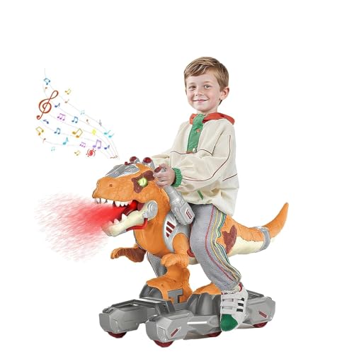 Dinosaurier Laufrad ab 1 | Dinosaurier Spielzeug ab 3 Jahre | Elektrisches Rutschauto mit Musik, Licht & Soundeffekten | Batteriebetriebenes Ride on Spielzeug | Laufrad ab 2 Jahre(Orange) von NMM