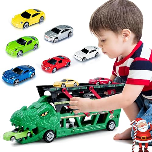 NMM Dinosaurier Autotransporter Spielzeug für 3 4 5+ Jahre, Ejector Race Track, LKW Autotransporter Spiel mit 6 Mini Metall Autos, Weihnachten Geburtstag Geschenkset für Kinder 3+ Jungen Mädchen NMM Dinosaurier Autotransporter Spielzeug für 3 4 5+ Jahre, Ejector Race Track, LKW Autotransporter Spiel mit 6 Mini Metall Autos, Weihnachten Geburtstag Geschenkset für Kinder 3+ Jungen Mädchen von NMM