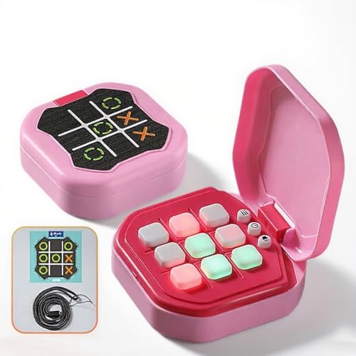 NMM Tragbare Elektronische Tic Tac Toe AI-Smart Spielkonsole | 9 Modi | Reisespiele | Mini Tik Tak Toe | Intelligente Brettspiele für Kinder & Erwachsene | Geschenkidee（Rosa） von NMM