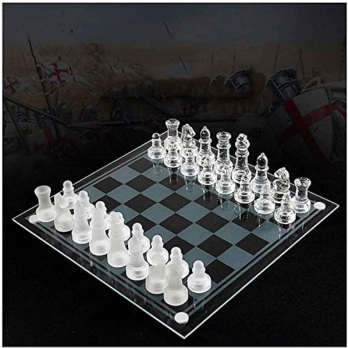 NMNMNM Schachset aus Glas Schach Elegantes Schachspiel Medium Wrestling Verpackung Schach Internationales Schachspiel Glastisch Schachspiel Schachbrett Schach 2021 (30cm) von NMNMNM