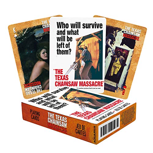 AQUARIUS Texas Chainsaw Massacre Spielkarten – TTCM Themed Deck of Cards für Ihre Lieblings-Kartenspiele – Offiziell lizenziertes TTCM Merchandise & Sammlerstücke – Poker-Größe mit Leinen-Finish von AQUARIUS