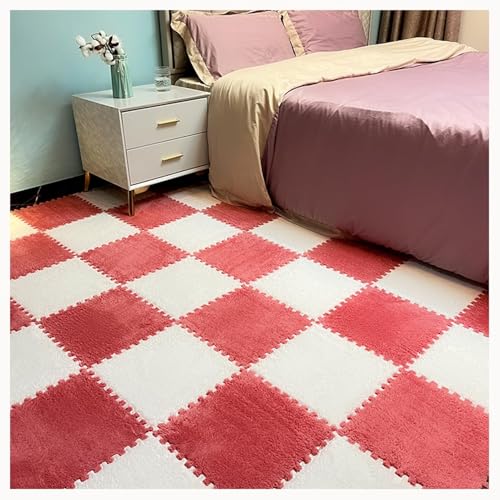 0,4 Zoll Dicke Puzzle-Spielmatten Aus Teppich for Das Spielzimmer Im Wohnzimmer, 50 Stück Ineinandergreifende Teppichfliesen Aus Plüschschaum, Flauschige Bodenmatte(Orange+White) von NMVAWIPT