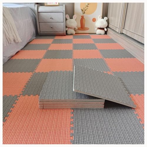 10 Stück 24 X 24 Zoll Ineinander Greifende Schaumstoff-Teppichfliesen, Bodenmatten Aus Baumwollleinen Mit Rand, Puzzlefliesen for Das Fitnessstudio Zu Hause(Orange+Gray) von NMVAWIPT
