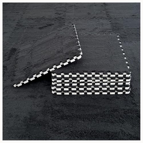 10 Stück 24 X 24 Zoll Quadratische Ineinander Greifende Teppichfliesen Aus Plüschschaum, Puzzlematten for Den Boden, Flauschige Bodenmattenfliesen(Black) von NMVAWIPT