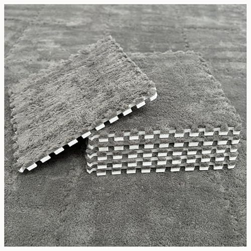 10 Stück 24 X 24 Zoll Quadratische Ineinander Greifende Teppichfliesen Aus Plüschschaum, Puzzlematten for Den Boden, Flauschige Bodenmattenfliesen(Gray) von NMVAWIPT