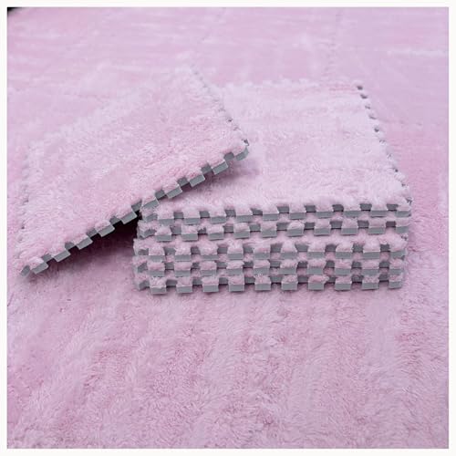 10 Stück 24 X 24 Zoll Quadratische Ineinander Greifende Teppichfliesen Aus Plüschschaum, Puzzlematten for Den Boden, Flauschige Bodenmattenfliesen(Pink) von NMVAWIPT