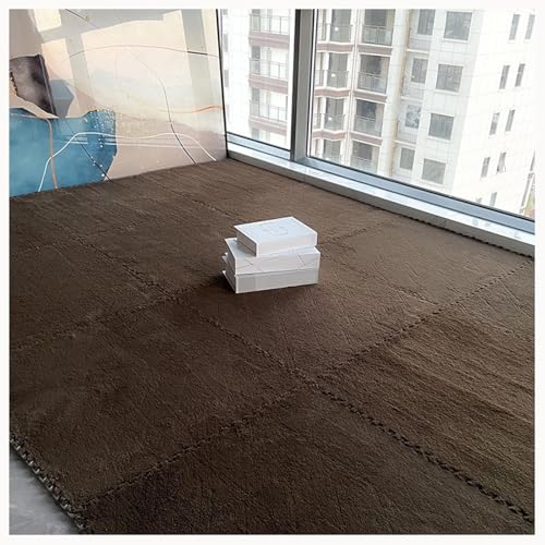 10 Stück Dicke 0,4 Zoll Große, Ineinandergreifende Teppichfliesen Aus Plüschschaum, 24 X 24 Zoll, Puzzlematten for Den Boden Im Spielzimmer Und Wohnzimmer(Deep Coffee) von NMVAWIPT